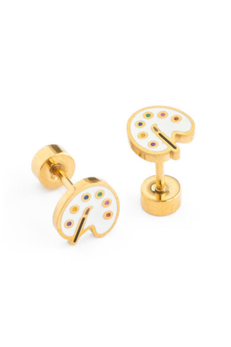 Paint Palette Stud Earrings, Alternate, color, White