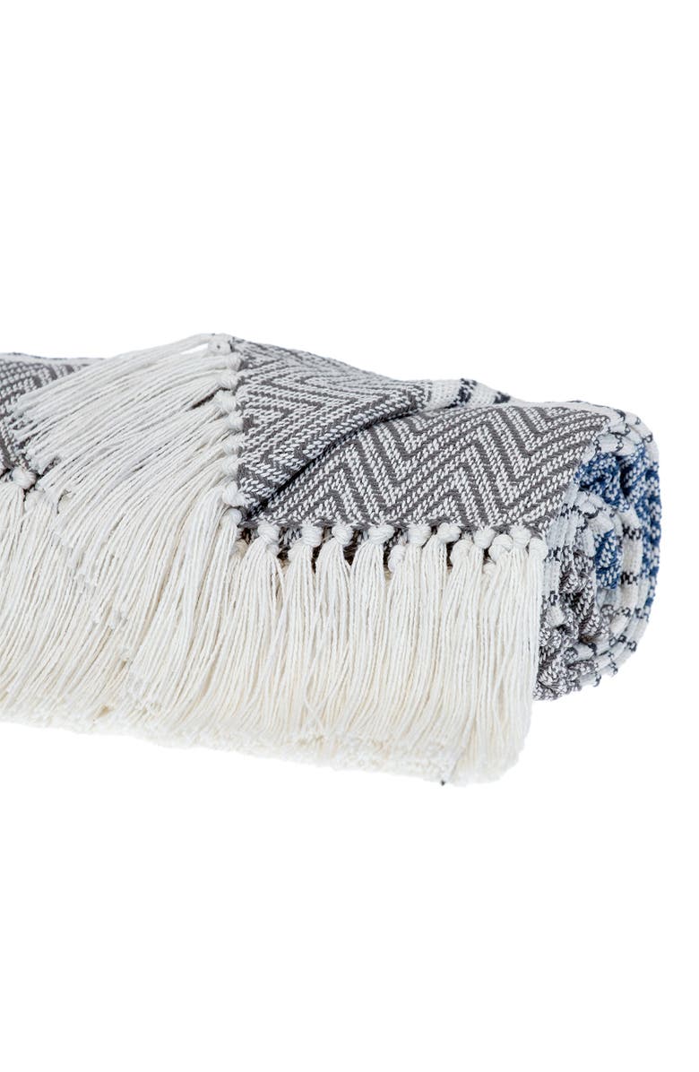 PARKLAND COLLECTION Kai Fringe Throw Blanket, Alternate, color, Charcoal