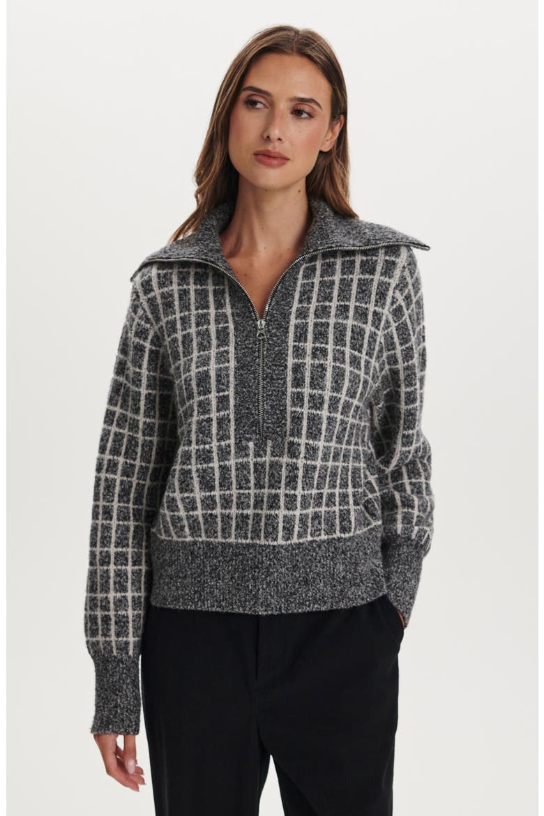 Furley Check Bouclé Half Zip, Alternate, color, CHARCOAL MARL