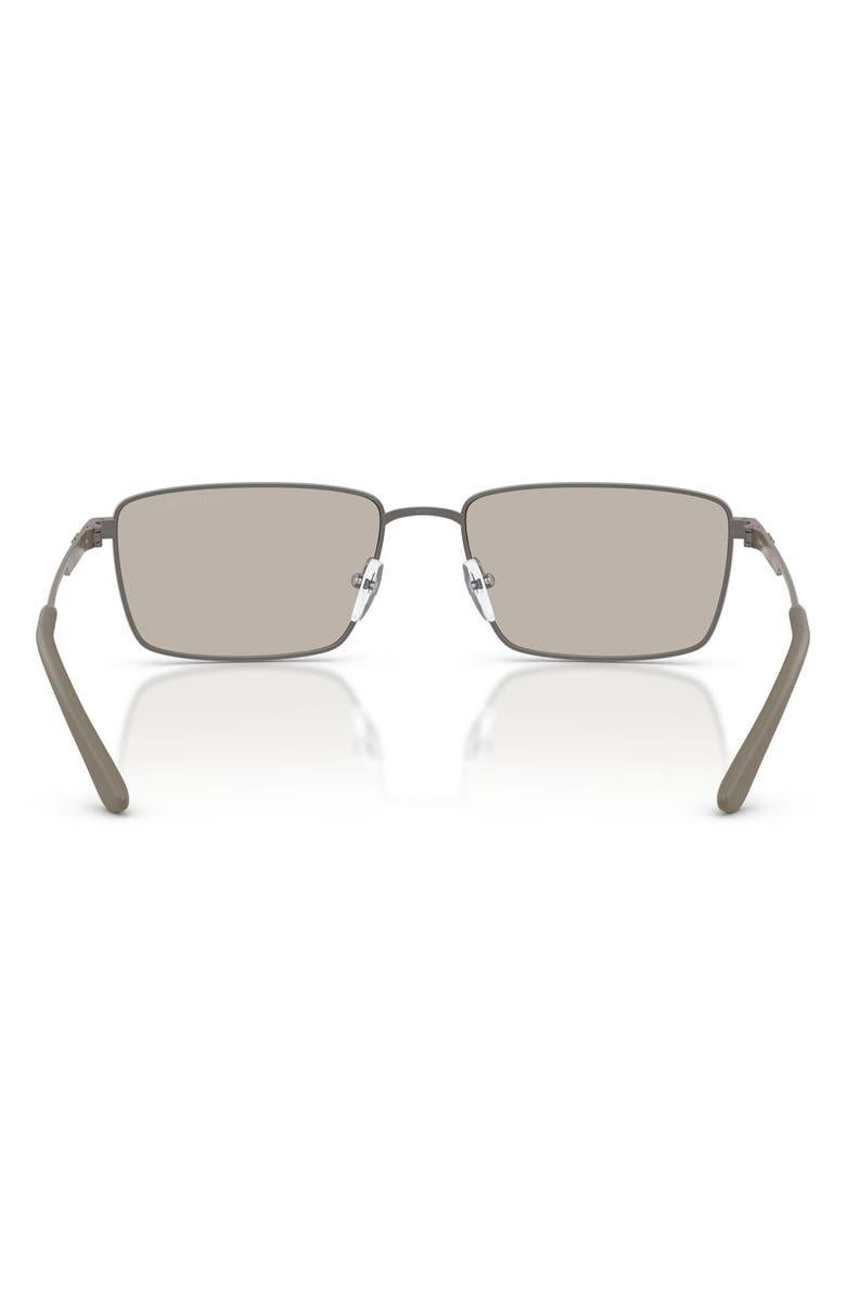Emporio Armani 57mm Rectangular Sunglasses, Alternate, color, Matte Grey / Light Brown