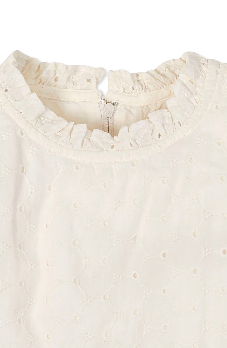 Hope & Henry Kids' Organic Flutter Sleeve Tiered Eyelet Dress, Alternate, color, Ivory Eyelet