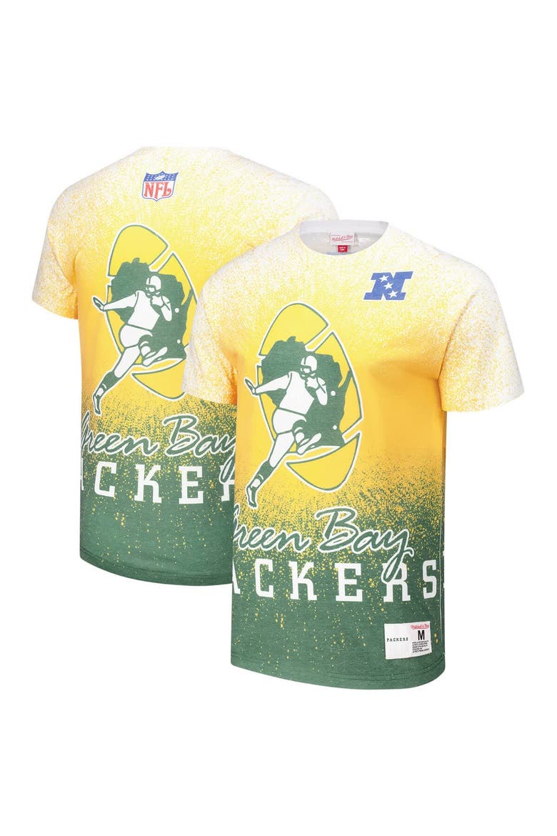 Men's Mitchell & Ness  White Green Bay Packers Team Burst Vintage Logo T-Shirt, Alternate, color, White