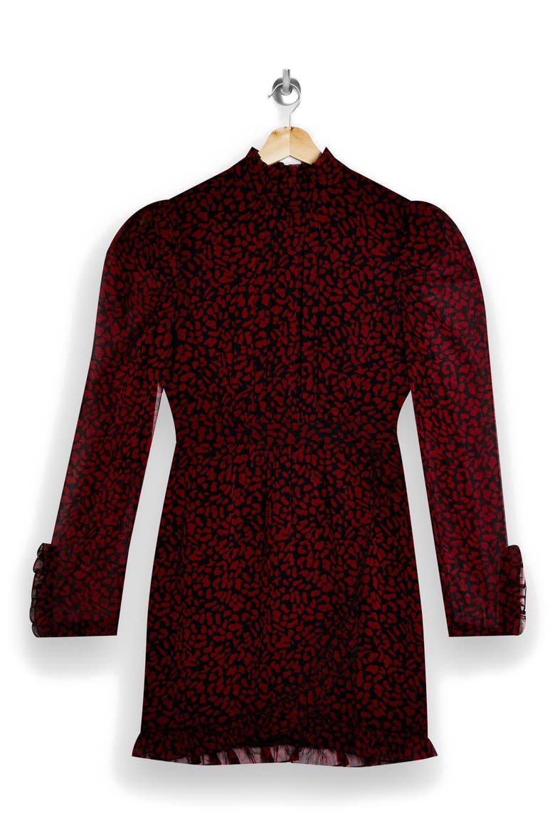 Animal Wrap Chiffon Minidress, Alternate, color, RED MULTI