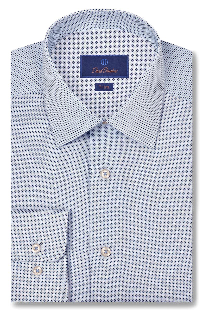 David Donahue Trim Fit Microdot Print Dress Shirt, Main, color, 