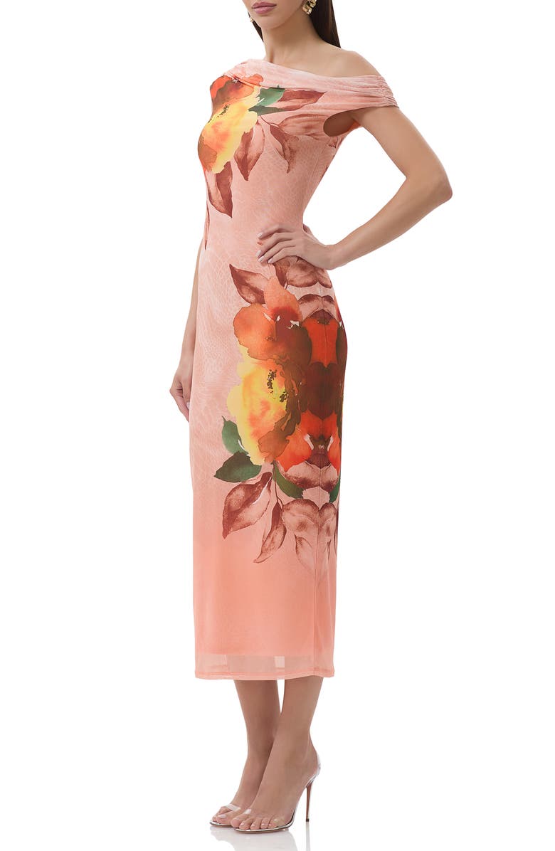 AFRM Holden One-Shoulder Stretch Mesh Dress, Alternate, color, Snake Bloom