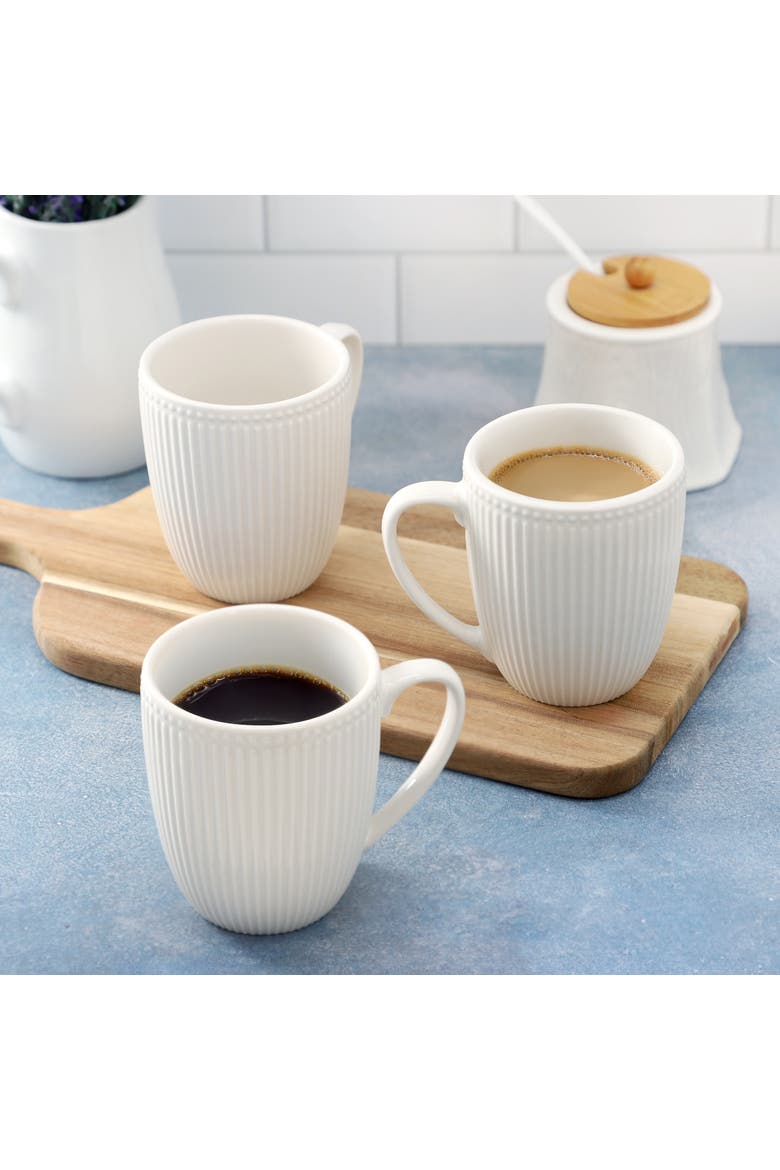 Gretel 6 Piece Round Stoneware 12 Ounce Mug Set White, Alternate, color, White
