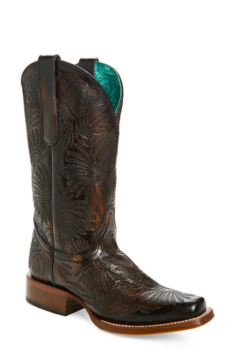 Floral Petal Embroidered Cowboy Boot