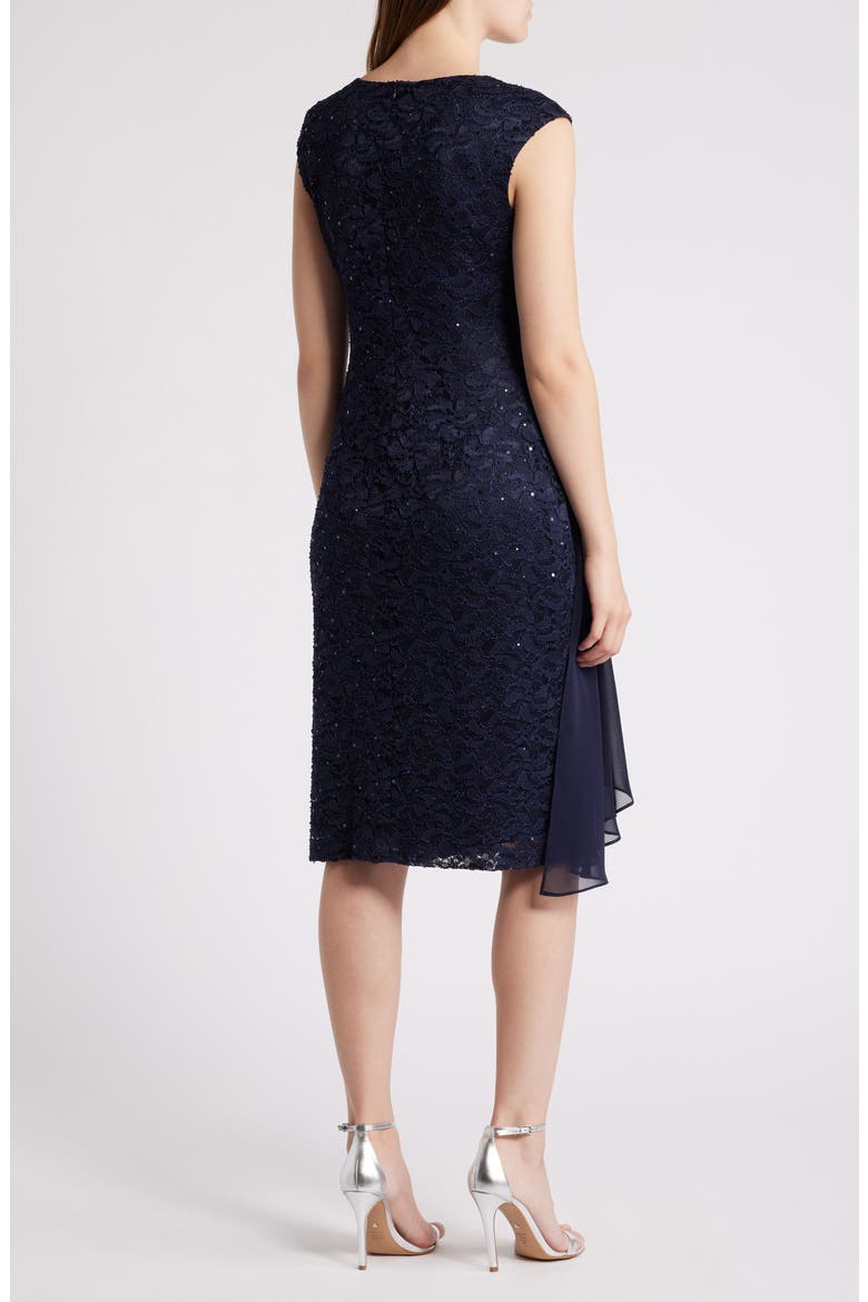 Sequin Lace Cocktail Dress, Alternate, color, NAVY