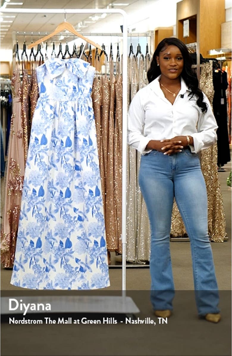 Isabeau Floral Strapless Gown, sales video thumbnail