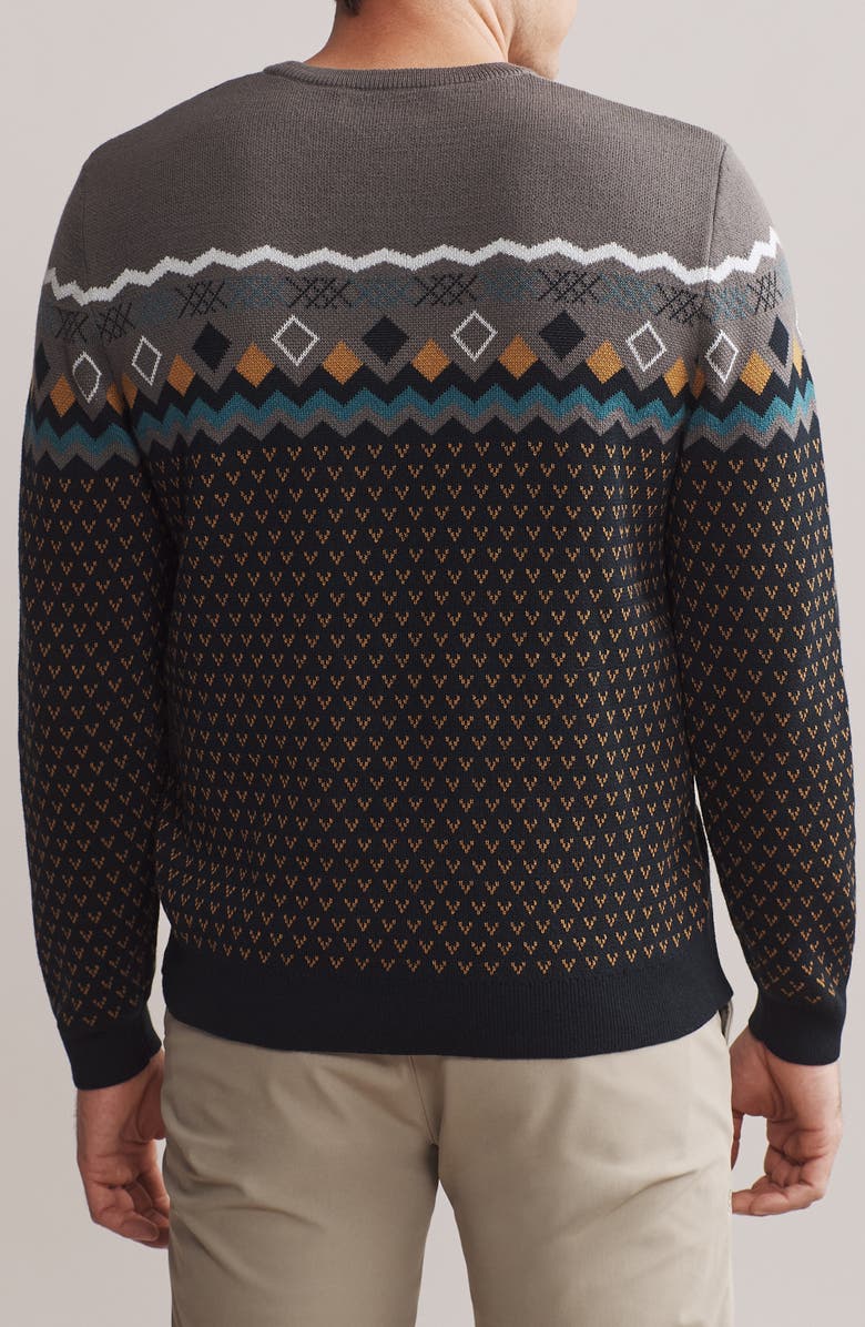 Rhone Fair Isle Crewneck Sweater, Alternate, color, Smoked Pearl