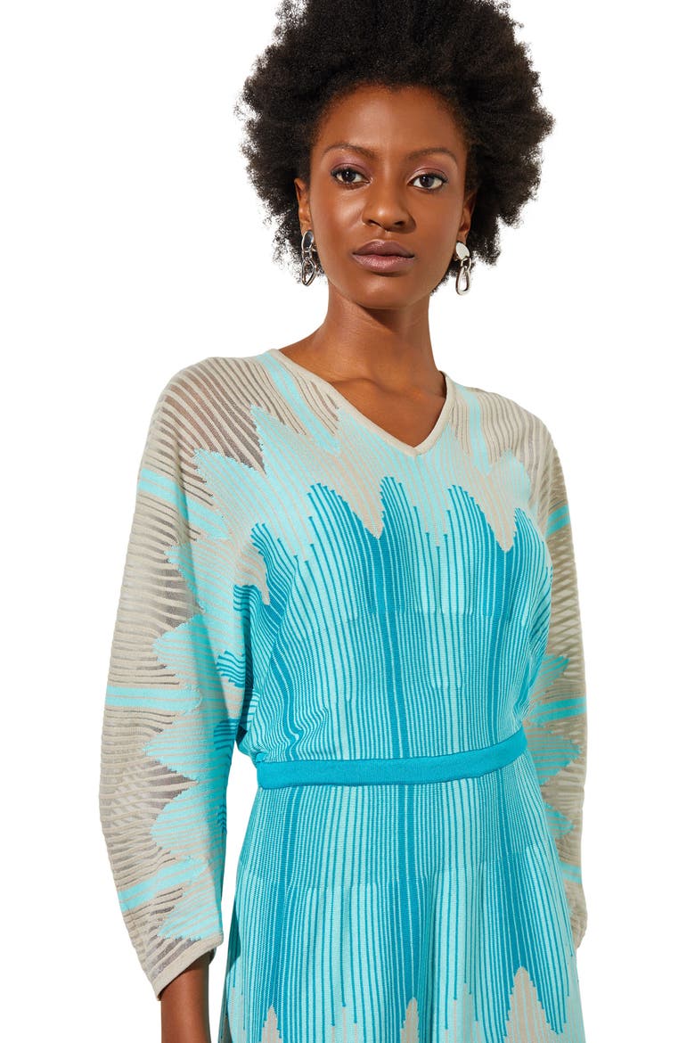 Long Sleeve Knit Minidress, Alternate, color, OCEANFRONT/BERMUDA/LIMESTONE
