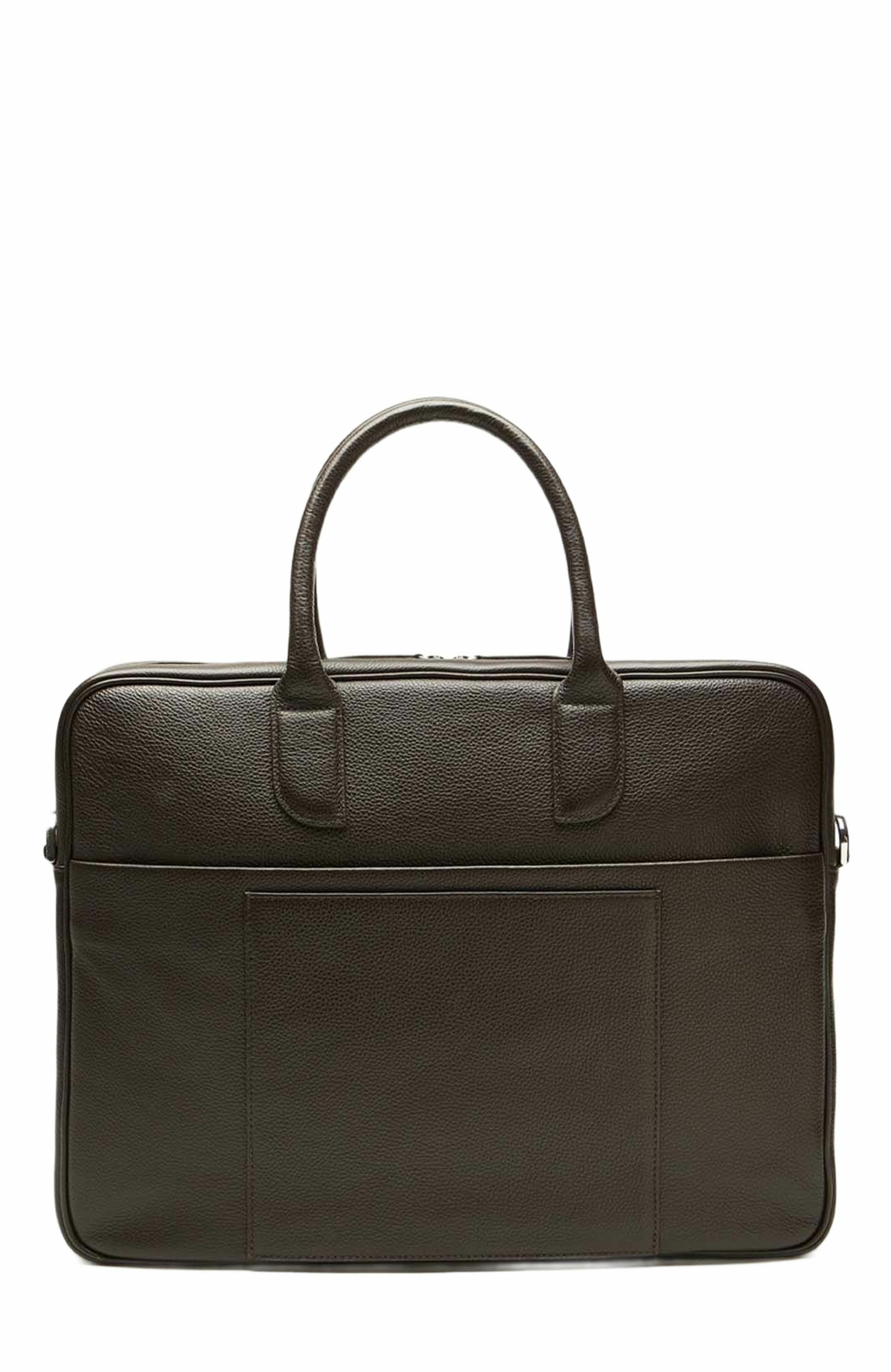 WANT Les Essentiels Lesage Pebble-Grained Leather Computer Bag, Alternate, color, Dark Brown