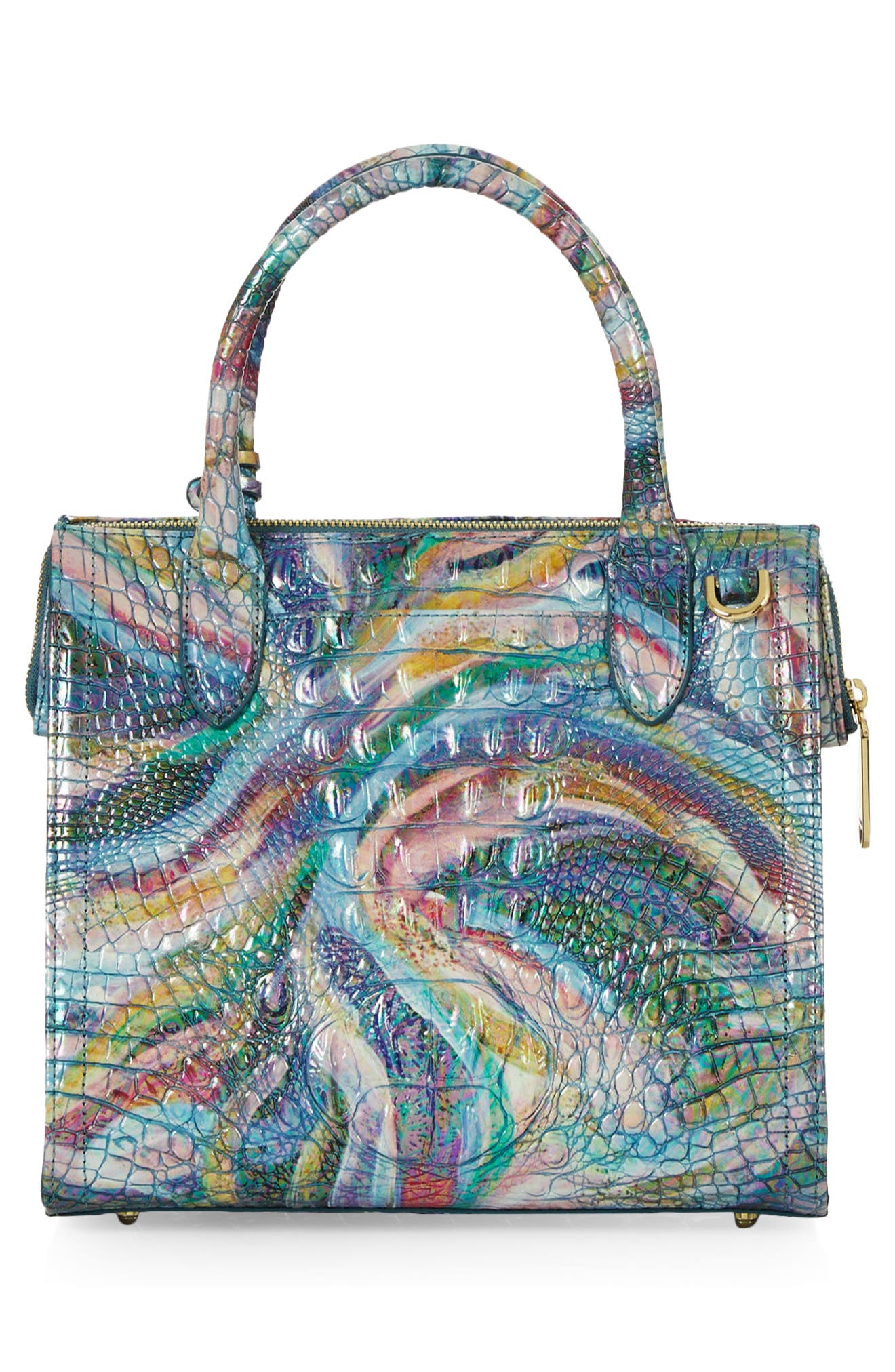 Small Caroline Croc Embossed Leather Satchel, Alternate, color, ELOPE