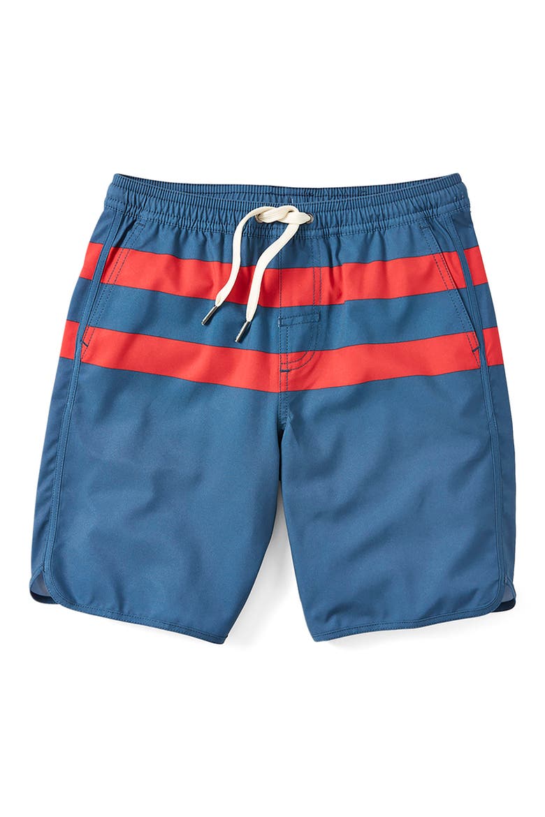 Kids' Anchor Stripe Water Repellent Swim Trunks, Main, color, RED STRIPE