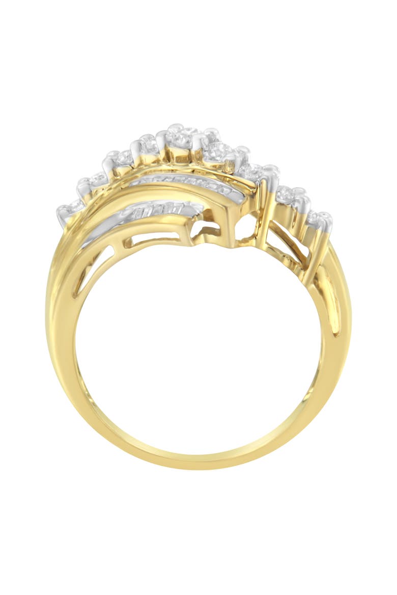 10K Yellow Gold Round and Baguette 1/2 Cttw Diamond-Cut Ring, Alternate, color, Yellow Gold