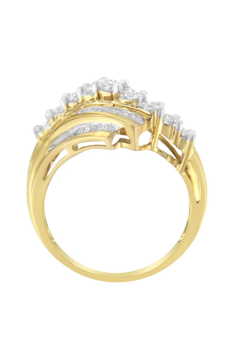 Haus of Brilliance 10K Yellow Gold Round and Baguette 1/2 Cttw Diamond-Cut Ring, Alternate, color, Yellow Gold