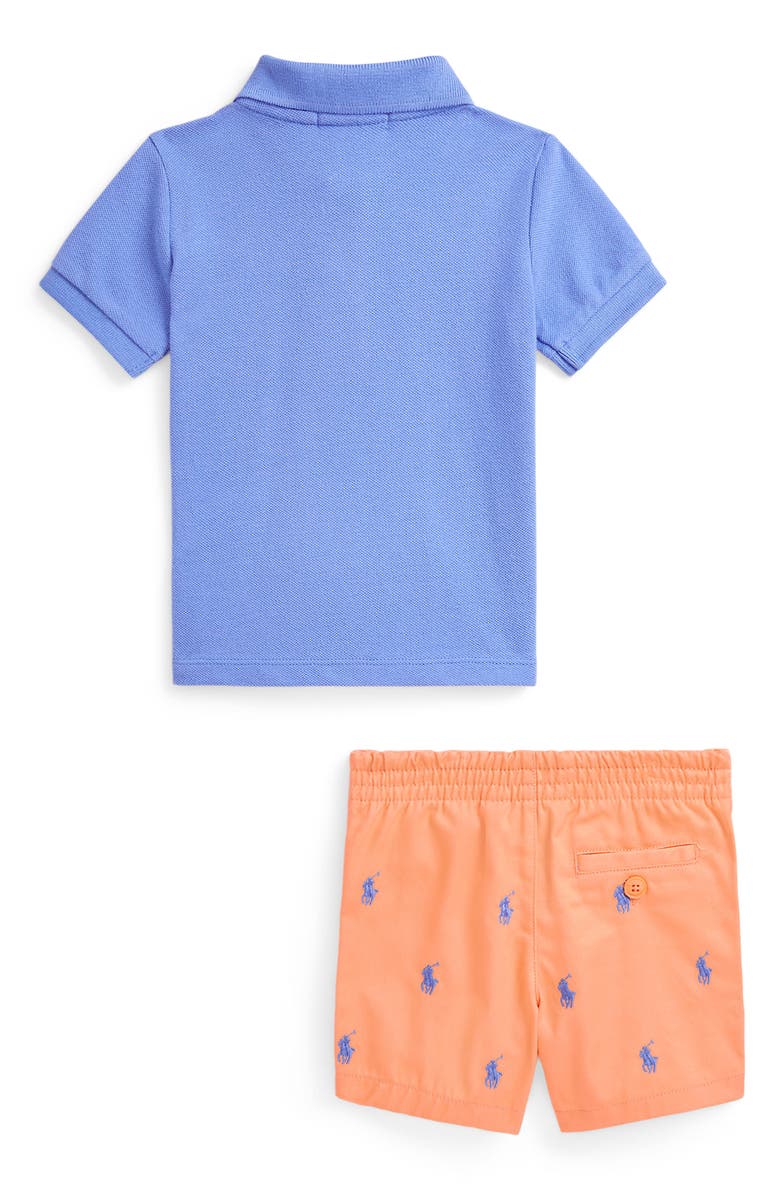 Ralph Lauren Cotton Piqué Polo & Embroidered Shorts Set, Alternate, color, 