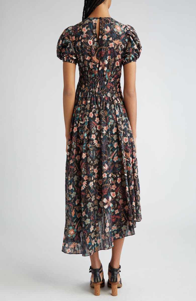 Ulla Johnson Eden Floral Puff Sleeve Cotton Blend Midi Dress, Alternate, color, 