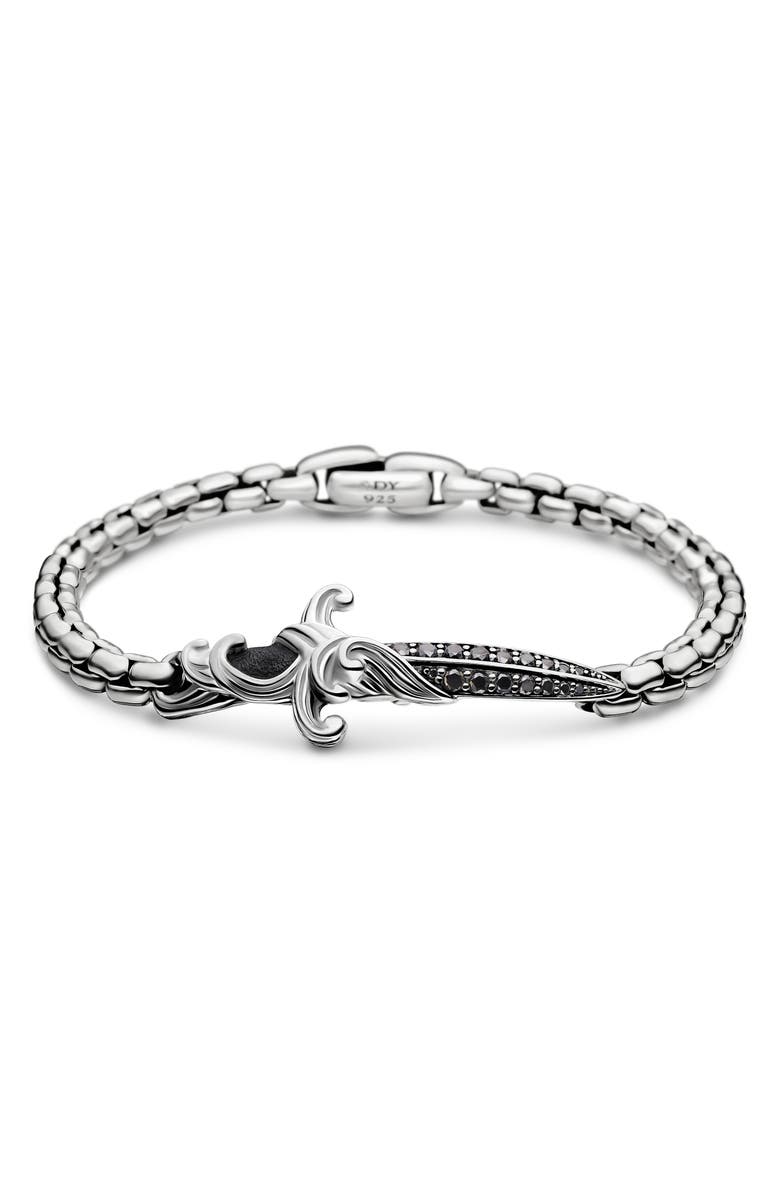 David Yurman 'Waves' Dagger Bracelet with Black Diamonds, Main, color, Black Diamond