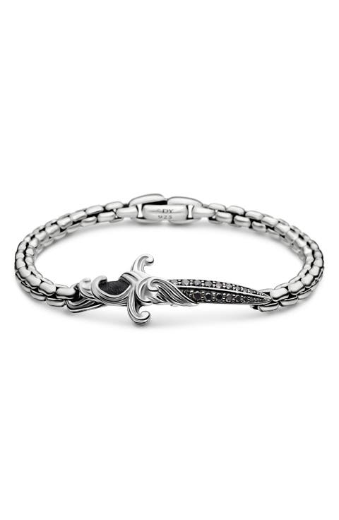 'Waves' Dagger Bracelet with Black Diamonds