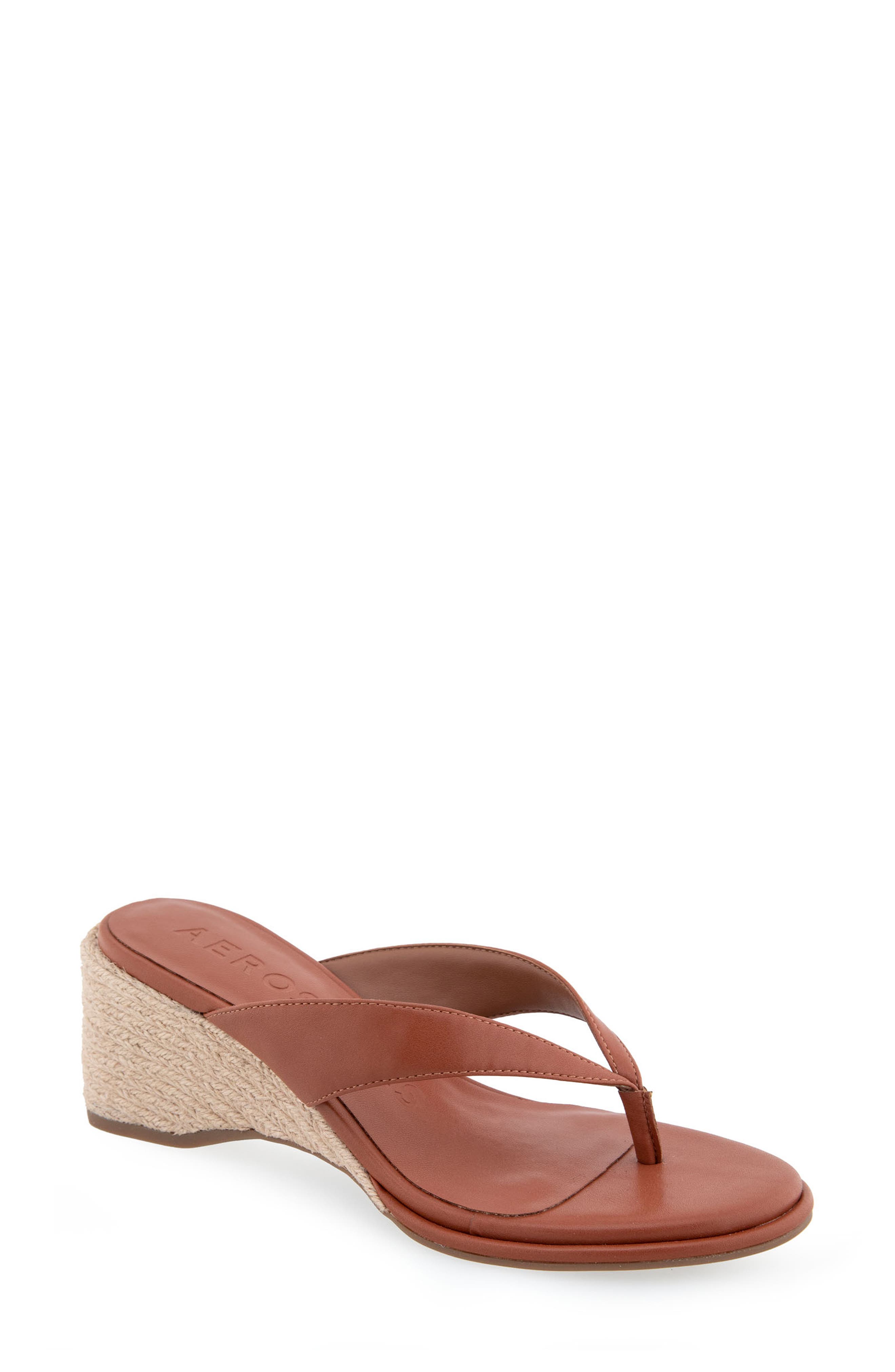 Nero Espadrille Wedge Flip Flop, Main, color, GINGER BREAD LEATHER