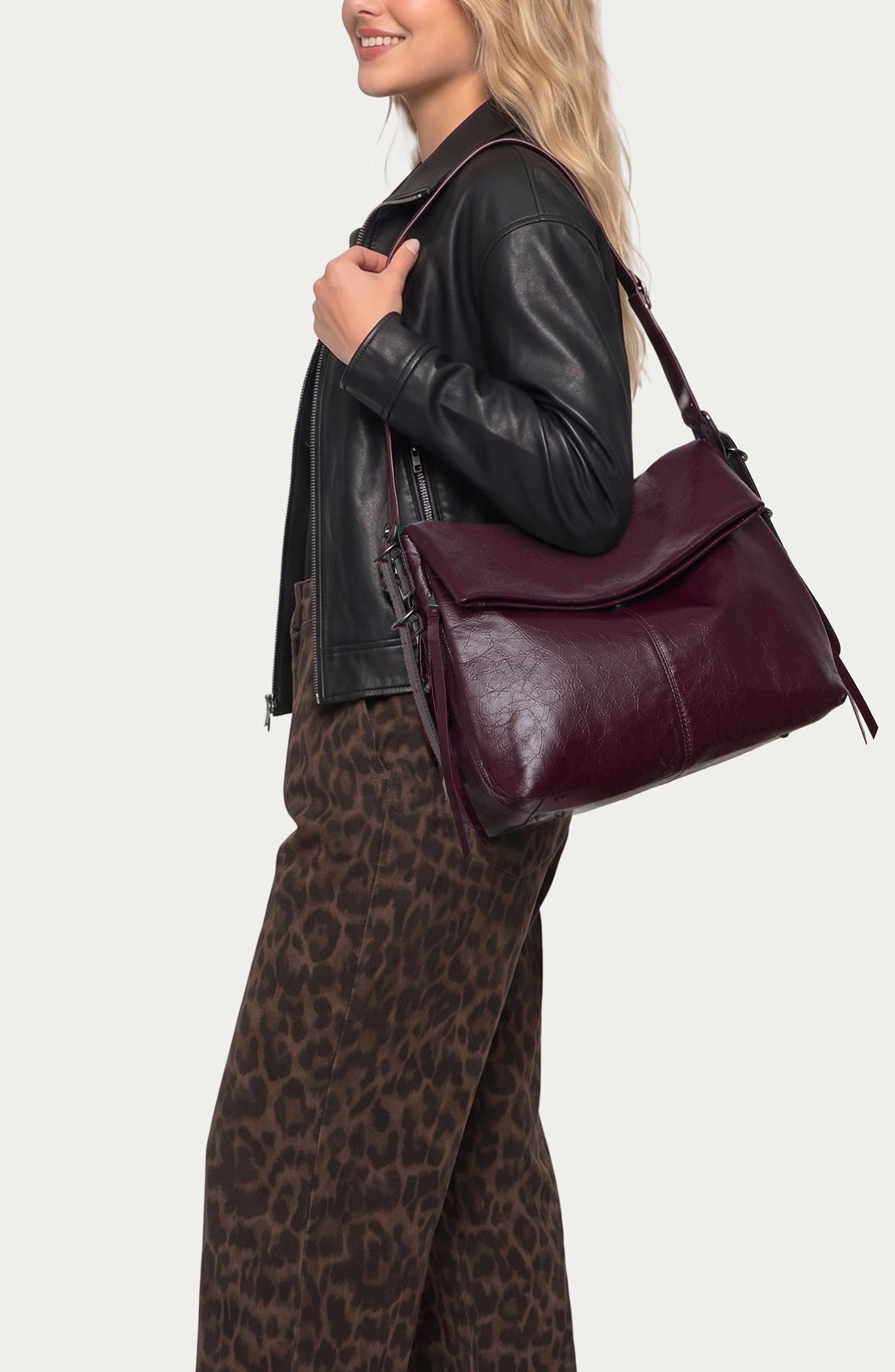 Bali Leather Hobo, Alternate, color, WINE CRINKLE