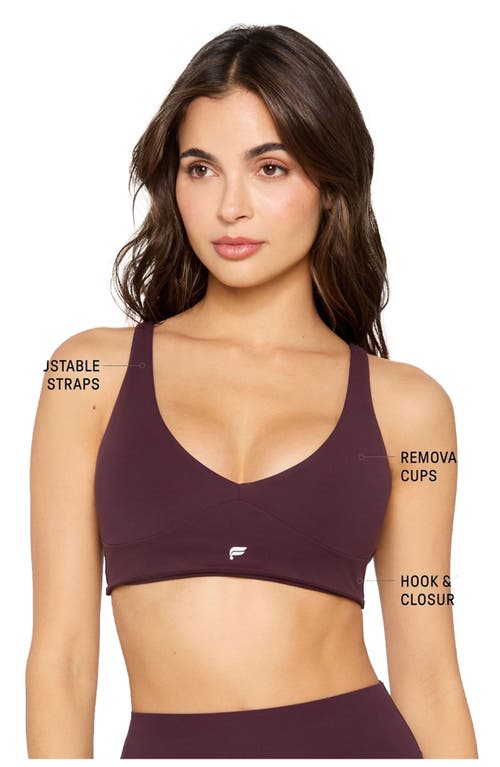 Fabletics Pureluxe Longline Low Impact Bra In Burgundy