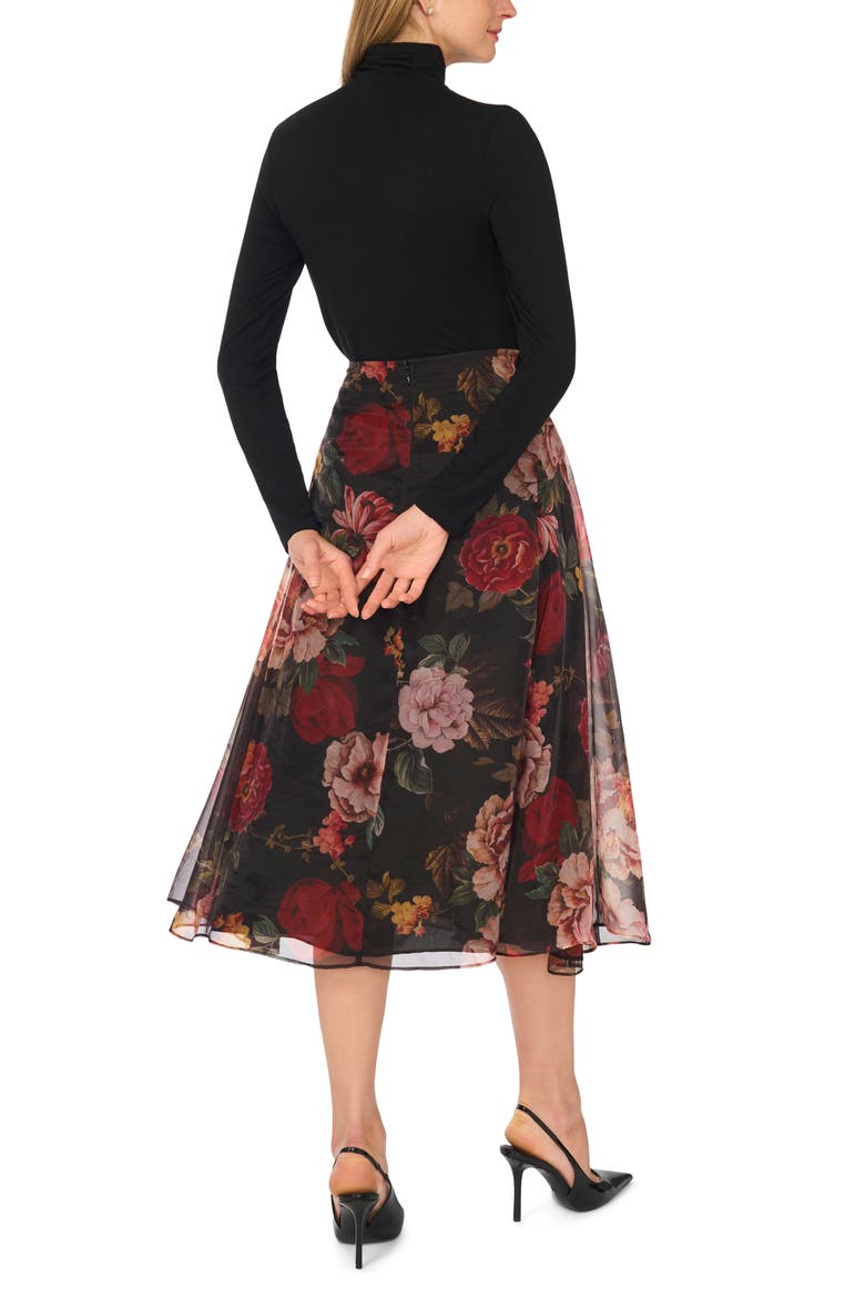 Midi Skirt with Princess Seams, Alternate, color, RICH BLACK
