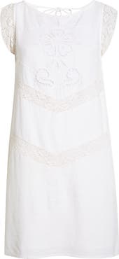 Lucky Brand Schiffli Linen Blend Shift Dress
