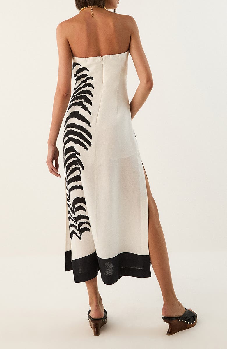 ViX Paula Hermanny Penelope Print Strapless Linen Blend Dress, Alternate, color, Black/White