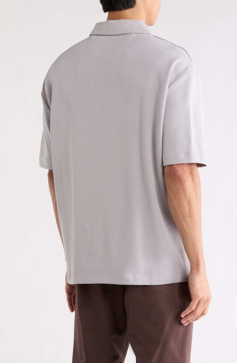 DENIM AND FLOWER Zip Neck Polo, Alternate, color, Light Grey