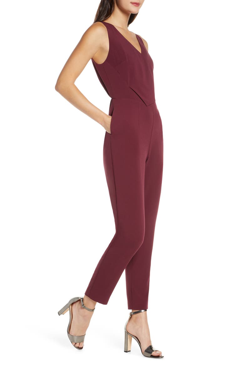 Sleeveless Slim Leg Asymmetrical Jumpsuit, Alternate, color, FIG