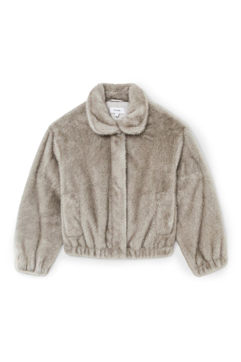 Andee Faux Fur Jacket, Alternate, color, GREY