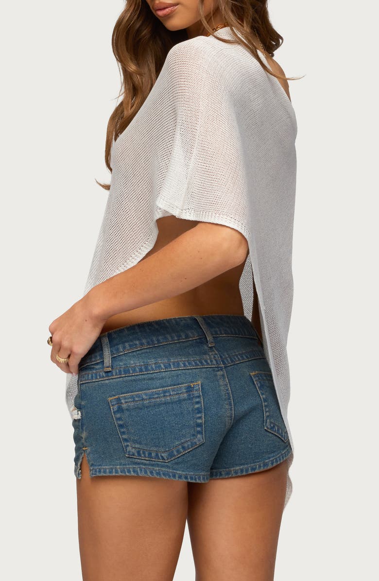 EDIKTED Azalia One-Shoulder Semisheer Poncho, Alternate, color, 