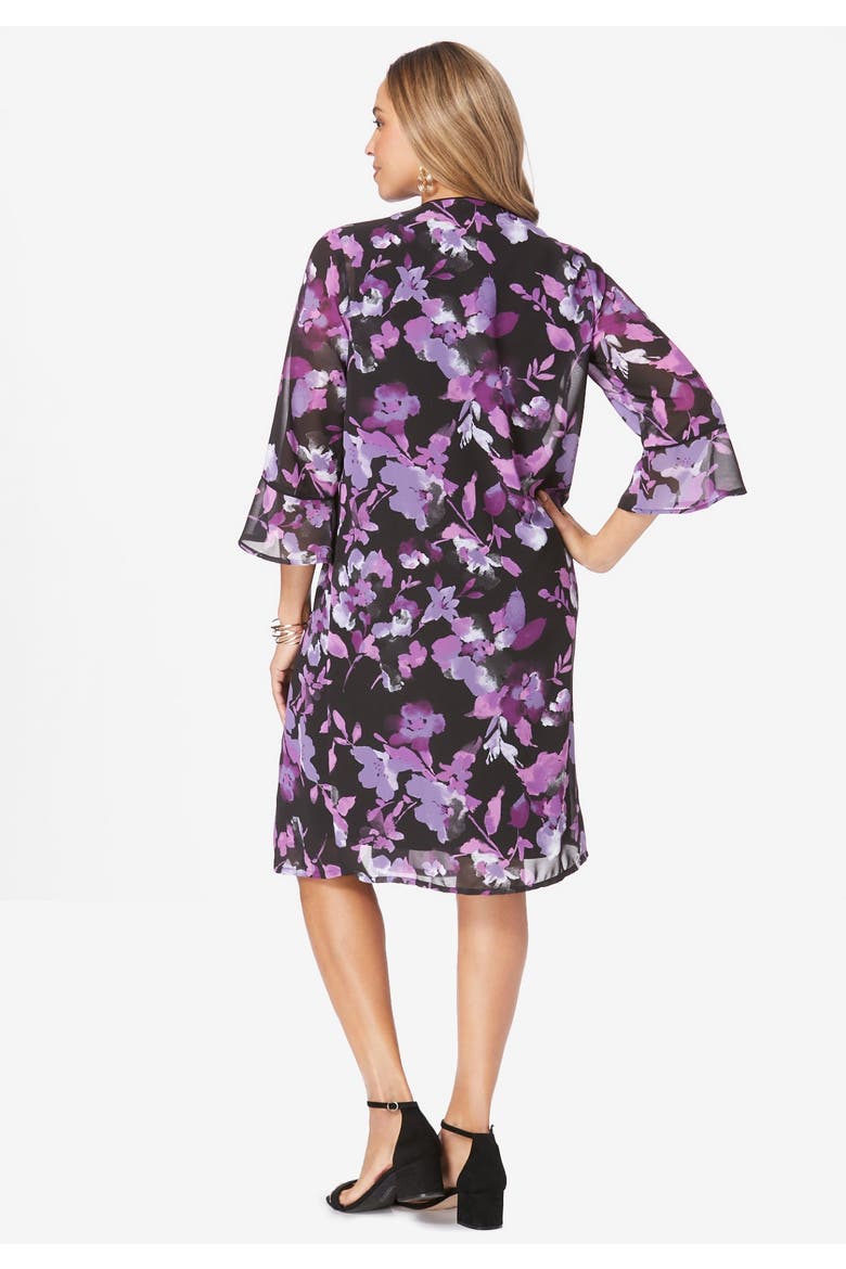 2 Piece Duster Jacket Dress, Alternate, color, FROST TEAL PAISLEY