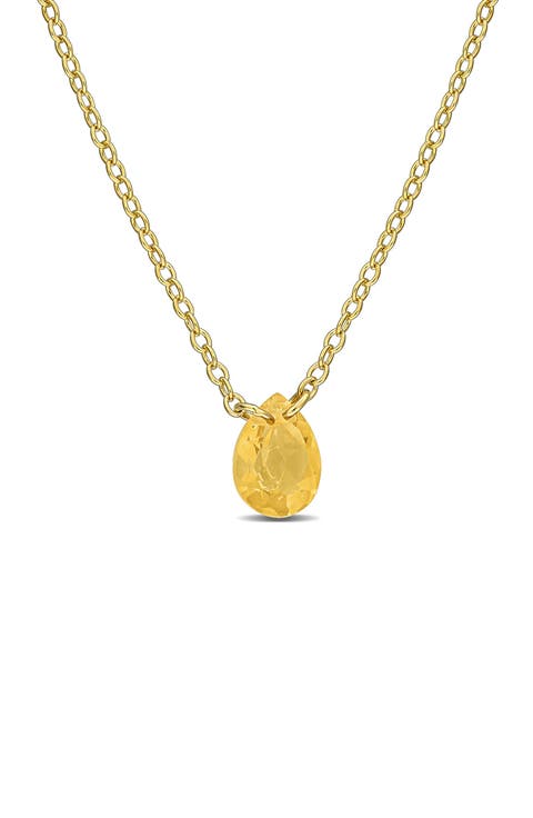 Pear Shaped Citrine Pendant Necklace