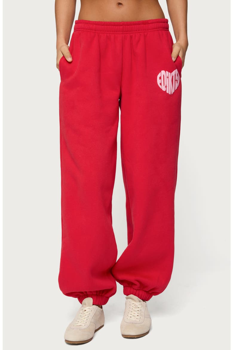 Major Love Fleece Logo Graphic Sweatpants, Main, color, RED