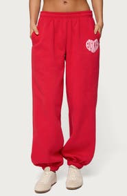 EDIKTED Major Love Fleece Logo Graphic Sweatpants