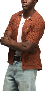 Lucky Brand Granny Open Stitch Button-Up Shirt