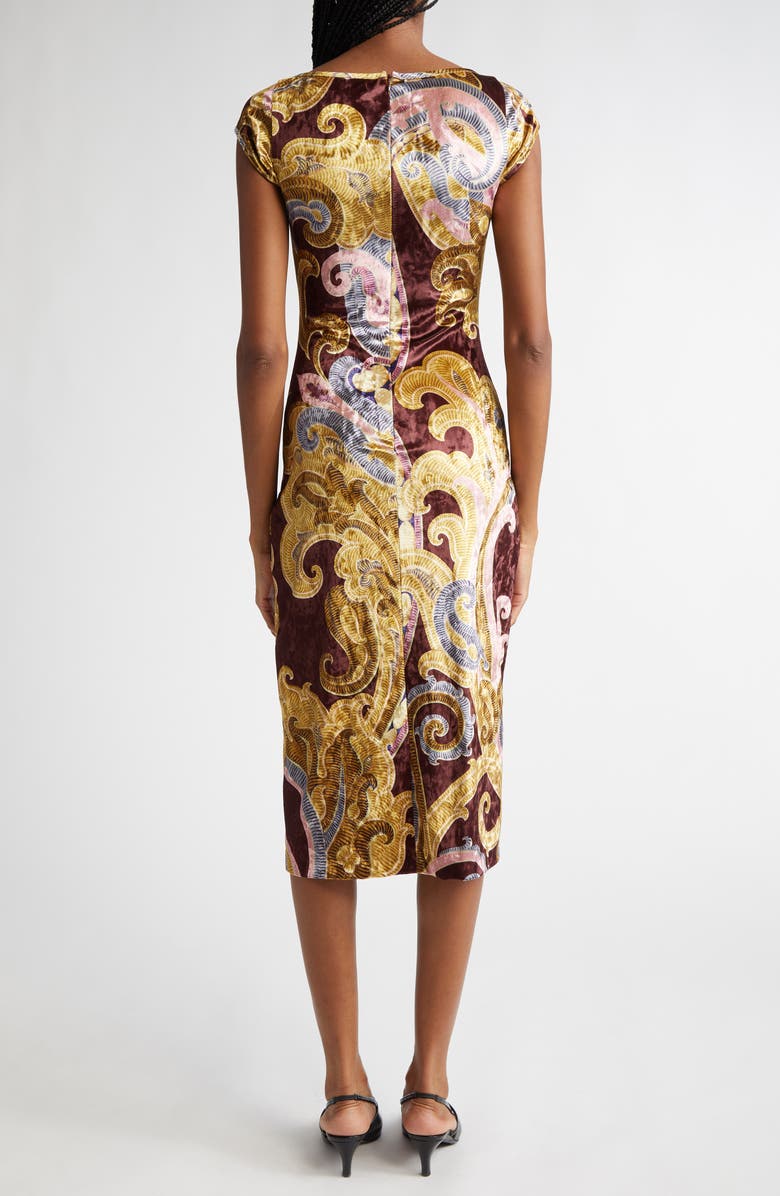 Etro Paisley Print Cap Sleeve Chenille Dress, Alternate, color,