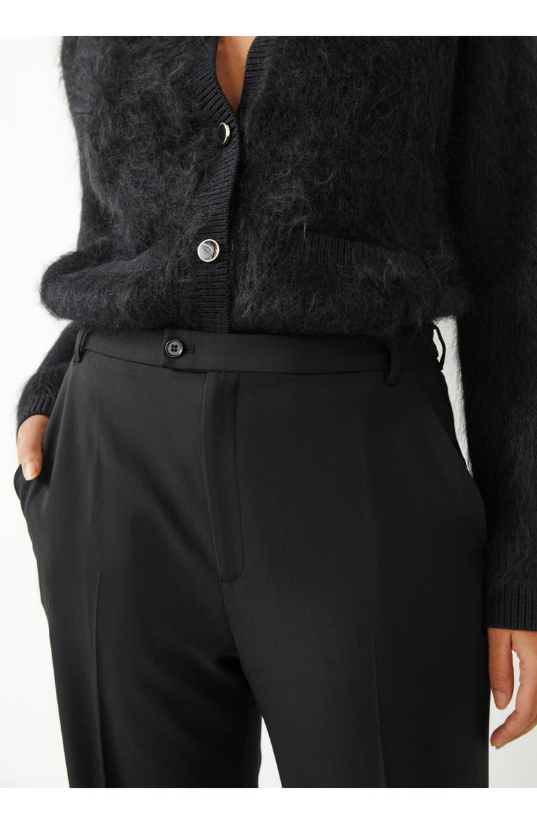 & Other Stories Tailored Pressed Crease Flare Leg Trousers, Alternate, color, Black