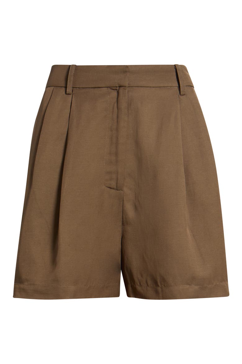 Pleated High Waist Shorts, Alternate, color, MUSHROOM