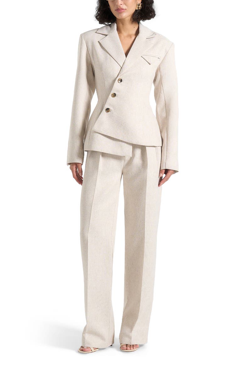 Thalia Tailored Asymmetric Double Breasted Blazer, Alternate, color, Light Beige