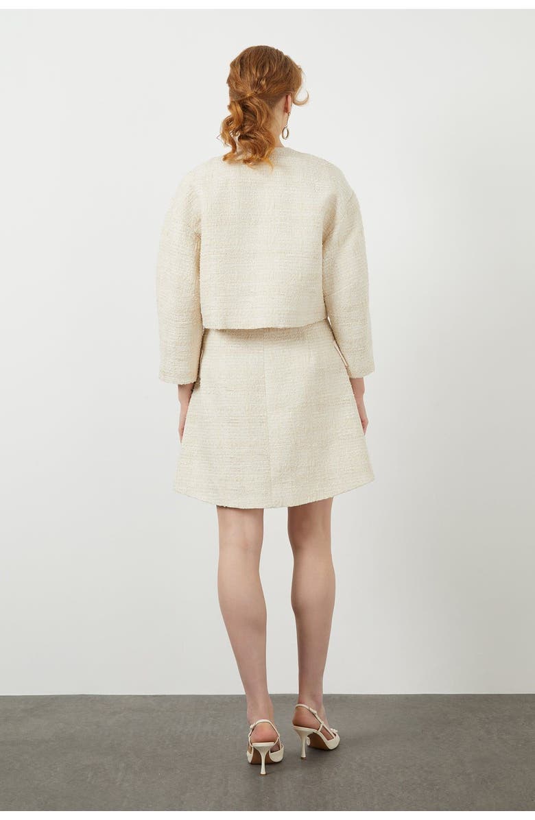 Gizia Button Detail Off-White Short Jacket, Alternate, color, Ecru