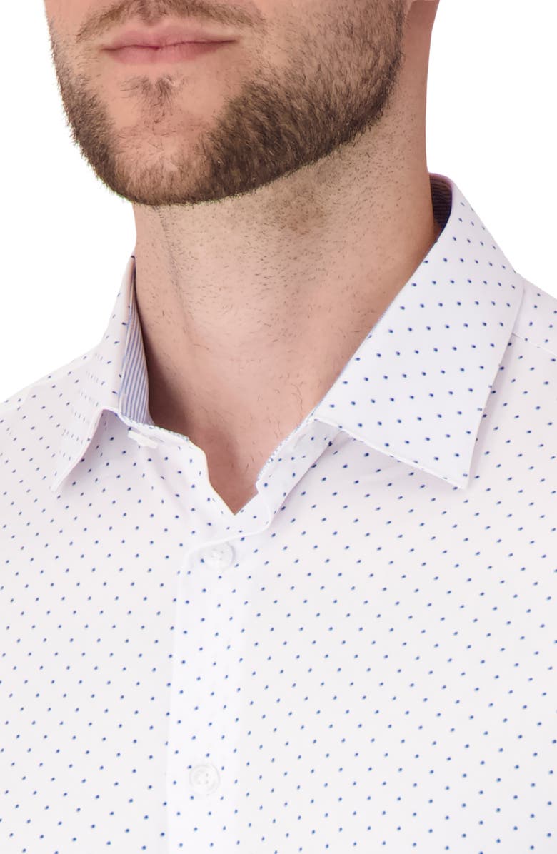 Report Collection Dot Print Slim Fit Stretch Dress Shirt, Alternate, color, White