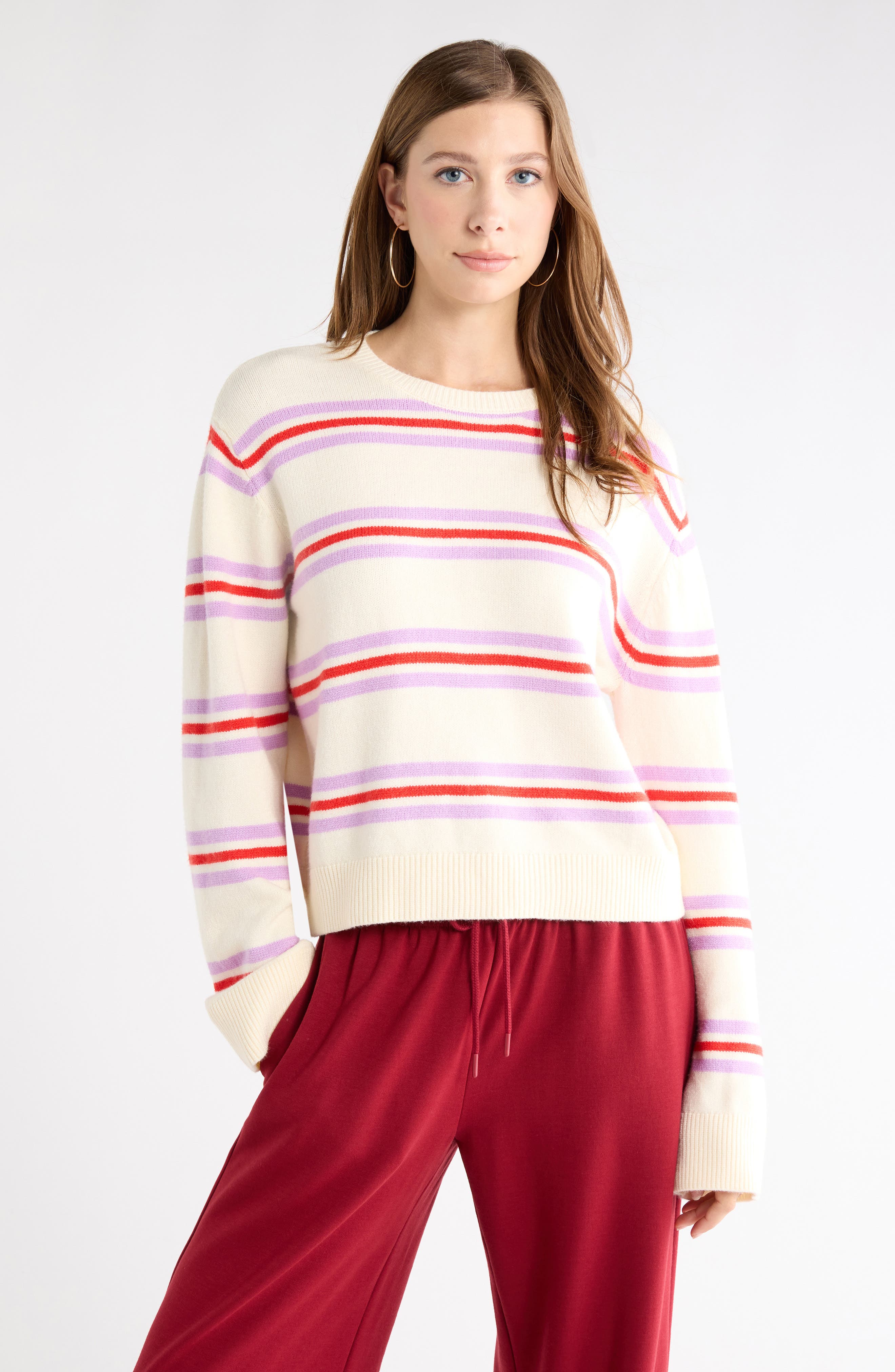 IVORY- RED ISLA TRIPLE STRIPE
