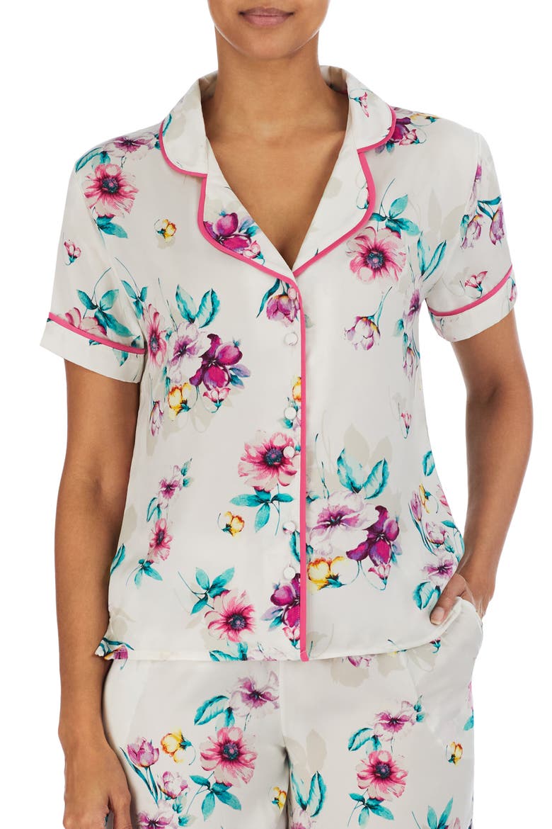 Notch Collar Top (Nordstrom Exclusive), Main, color, GREY FLORAL