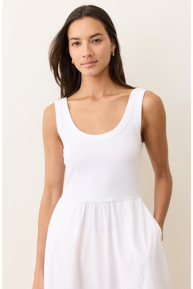 Gemma Mixed Media Midi Dress, Alternate, color, BRIGHT WHITE