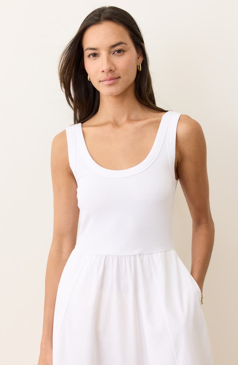 Marine Layer Gemma Mixed Media Midi Dress, Alternate, color, Bright White