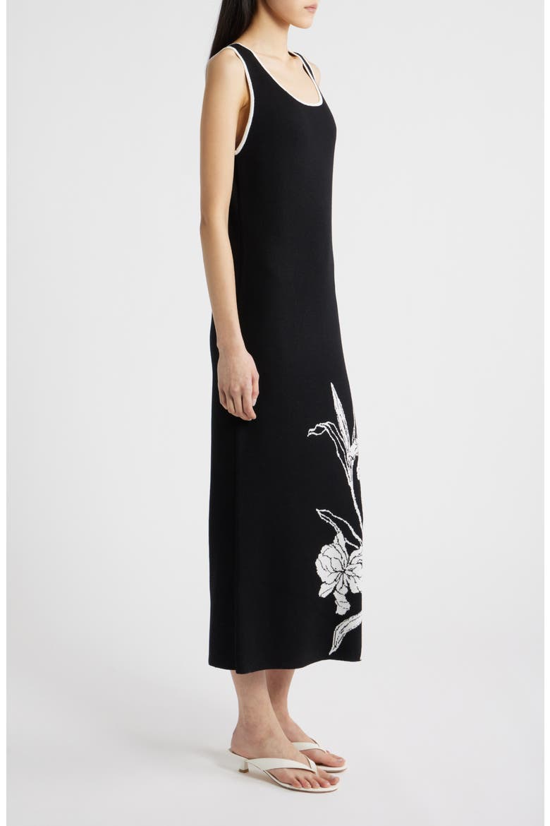 Floral Knit Maxi Dress, Alternate, color, BLACK